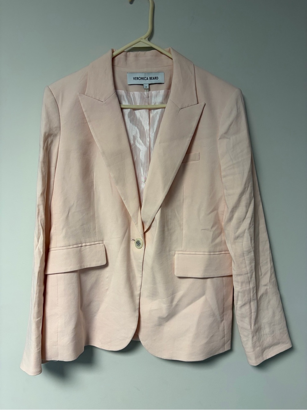 Veronica Beard Blush Pink Single-Button Tailored Blazer